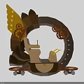 Fun Play Equipment With Circular Structure Gear Decorations And Beige Seats