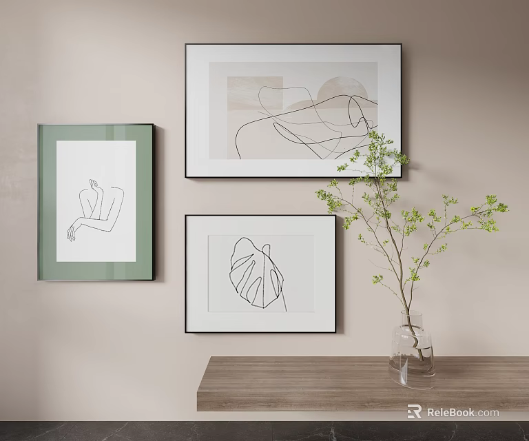 Sauna Space Decoration With Minimalist Artworks And Plants 3d model 