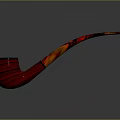 Handcrafted Tobacco Pipe With Red And Yellow Striped Surface And Curved Long Stem