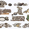 Vintage Metal And Wooden Gear Ornaments As Garden Decorative Elements With Various Sizes