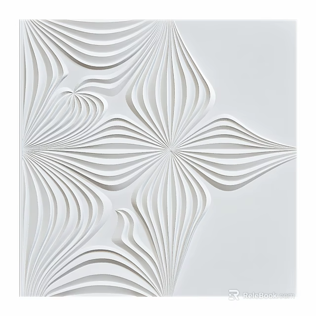 Abstract White Line Pattern Design With Decorative Geometric Relief And Curved Lines 3d model
