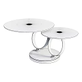 Two Tier Glass Coffee Table With Modern Circular Metal Frame Sleek Design
