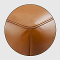 Modern Brown Leather Ottoman With Rounded Edges And Two Seat Sections 3d model