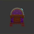 Purple Red Decorative Storage Chest With Silver Edges And Gemstone For Home Living