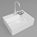 Modern White Square Single Bowl Sink With Faucet And Dish Rack