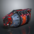 Futuristic Sci Fi Weapon With Red Black Orange Mechanical Structure And Metallic Circular Components 3d model