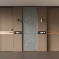 Wooden Hotel Room Doors With Numbers 1207 1209 And Gray Textured Wall
