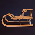 Wooden Sports Sled With Metal Supports And Ropes For Winter Activities