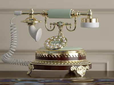 Vintage Daily Electrical Appliance With Golden Accents Green Components And Wooden Base Pearl Details 3d model