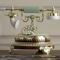 Vintage Daily Electrical Appliance With Golden Accents Green Components And Wooden Base Pearl Details