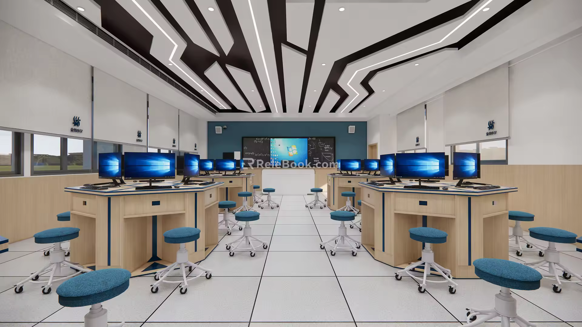 Modern Classroom School Function Classroom Computer Classroom 3d model
