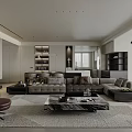Modern Living Dining Room Interior Design With Open Layout Sofa Coffee Table And Area Rug