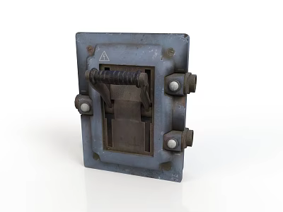 Gray Metal Square Mechanical Locking Device With Spring And Screws Structure 3d model