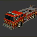 Red Classic Fire Truck With Rescue Ladder And Emergency Equipment