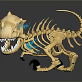 Game Movie Character Dinosaur Skeleton With Glowing Blue Elements And Realistic Design