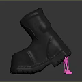 Black Boots With Pink Small Part On Sole Showcasing Unique Design And Durable Build