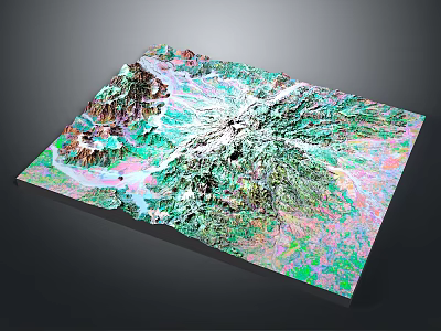 Detailed 3D Topographic Model With Colorful Mountain Terrain And Elevation Features 3d model