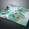 Detailed 3D Topographic Model With Colorful Mountain Terrain And Elevation Features
