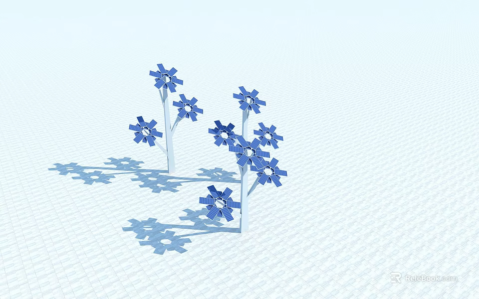 White Background Small Household Appliance With Blue Flower Design And Shadow 3d model 