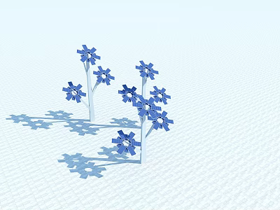 White Background Small Household Appliance With Blue Flower Design And Shadow 3d model