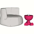 Gray Single Sofa With Pink Side Table In Modern Minimalist Interior 3d model