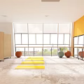 Modern Fitness Gym With Spacious Interior Treadmills Weightlifting Equipment And Large Windows
