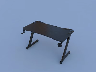 Modern Black Gaming Desk With Sturdy Metal Frame And Functional Design 3d model