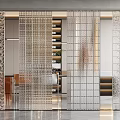 Modern partition glass brick partition combination 3d model