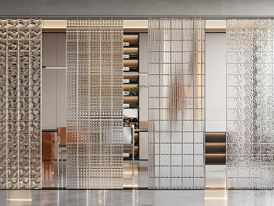 Modern Transparent Glass Room Dividers Interior With Geometric Design And Metal Frame 3d model