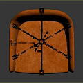 Modern Orange Fabric Swivel Chair With Armrests And Black Rolling Wheels
