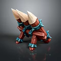 Wooden Decorative Scene Component With Sharp Spikes And Blue Metal Straps