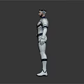 Game Movie Character Male with White Blue Bodysuit 3D Model Standing Pose Futuristic Design
