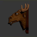 Game and Movie Character Brown Moose Head With Antlers Stylized