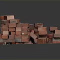 Pile of Stacked Red Bricks on Black Background with Reflection 3d model