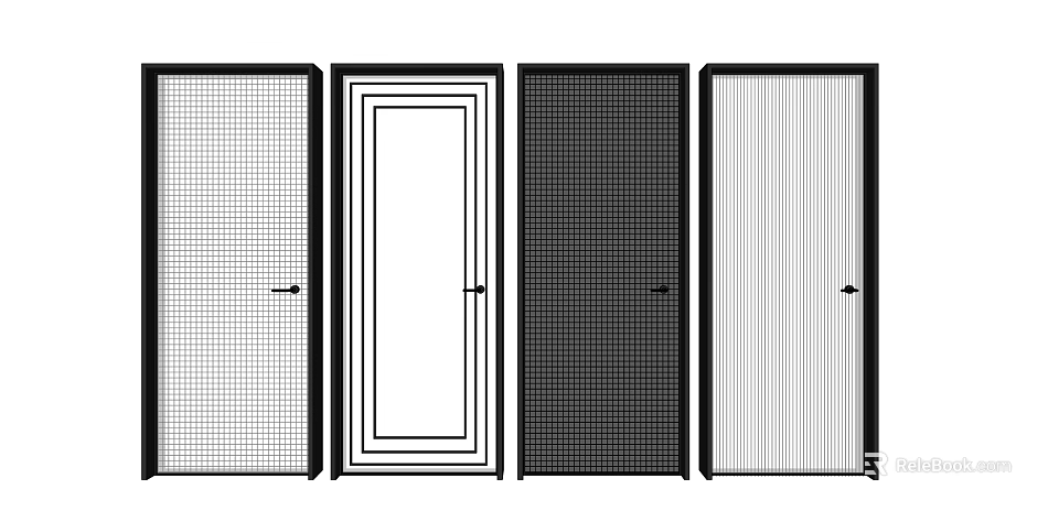 Various Modern Swing Door Designs With Grid Patterns And Simple Panel Styles 3d model