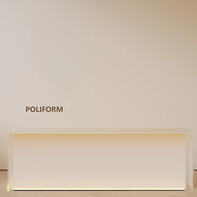 Poliform Light Beige Rectangular Minimalist Dining Table Set For Modern Home 3d model