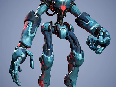 Smart Robot With Blue And Red Coloration Advanced Mechanical Design And Articulated Limbs 3d model