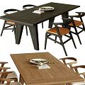 Modern Minimalist Wooden Dining Table And Chairs Set With Upholstered Seats In Neutral Tones