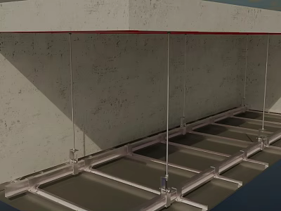 Sturdy Suspended Ceiling Structure With Metal Framework And Support Components 3d model