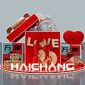 Red Gift Box Decoration With LOVE Lettering Vientiane New HAICHANG Heart Shapes And Fans