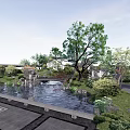 Elegant Traditional Garden With Rockery Stones Pond And Lush Green Plants