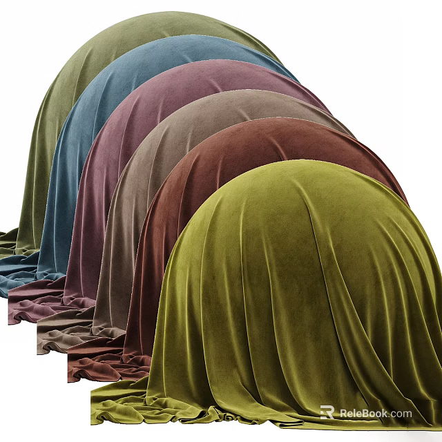 Soft Luxurious Velvet Fabric In Multiple Colors With Wavy Arrangement Design 3d model 