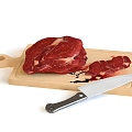 Knife and cutting board realistic knife kitchen props meat beef cutting board chopping board 3d model