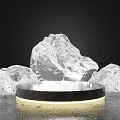 Large Transparent Ice Cubes With Black Circular LED Light Base For Home Decor 3d model