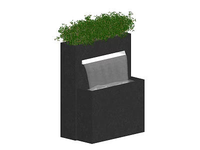 Modern Black Water Fountain with Green Plants on Top and Flowing Water Design 3d model
