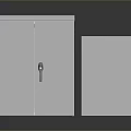 Two White Storage Cabinets with Simple Design and Metal Handles on Dark Surface