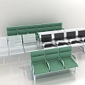 Modern Green Public Chairs With White Metal Frame And Mesh Seats For Waiting Areas