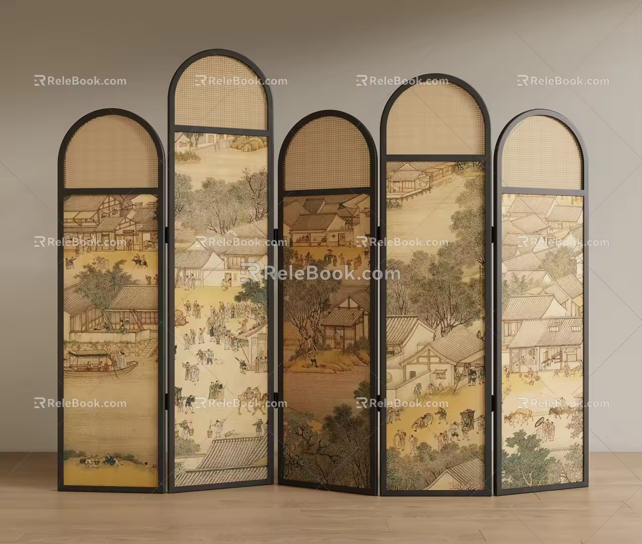 New Chinese Style Screen Middle Ancient Style Screen 3d model