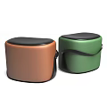 Modern Orange And Green Leather Sofa Stools With Black Top Design 3d model