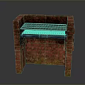 Brick Built BBQ Grill With Metal Grate And Black Countertop Structure